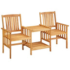 vidaXL Patio Bistro Set, Table and Chair for Balcony, Bistro Chair with Tea Table and Cushions, Outdoor Furniture, Farmhouse Style, Solid Acacia Wood