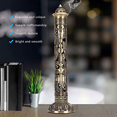 Incense Stick Bronze Tone Dragon Phoenix Pattern Incense Stick Holder Vertical Incense Stand With Catcher For Home Decor Birthda