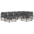 vidaXL Patio Furniture Set 9 Piece Modular Sofa with Cushions Anthracite Poly Rattan Sturdy Steel Frame