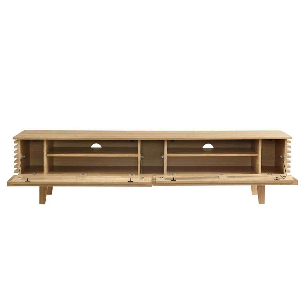 Modway Render Mid-Century Modern Low Profile 71 Inch TV Stand in Oak, 71"