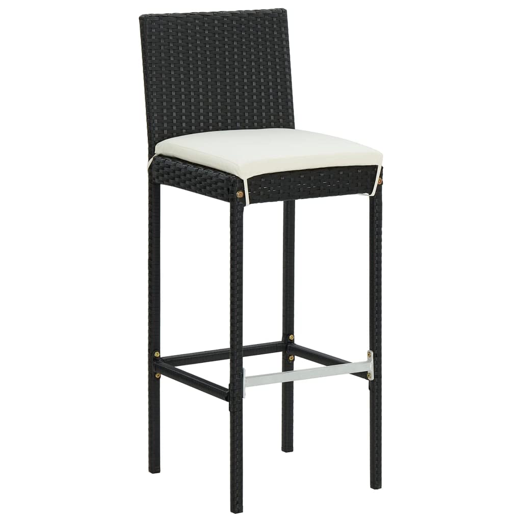 vidaXL Patio Bar Set 3 Piece, Bistro Set for Outdoor Porch Yard, Bar Stool with Cushions, Bistro Table, Farmhouse Modern Style, Poly Rattan Black
