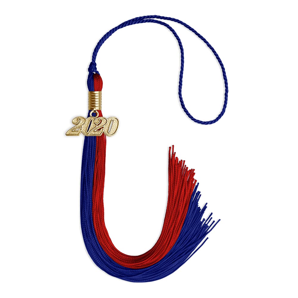 Endea Graduation Double Color Tassel with Gold Date Drop (Royal Blue/Red, 2020)