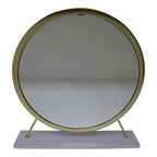 Acme Adao Vanity Mirror and Stool in White and Brass