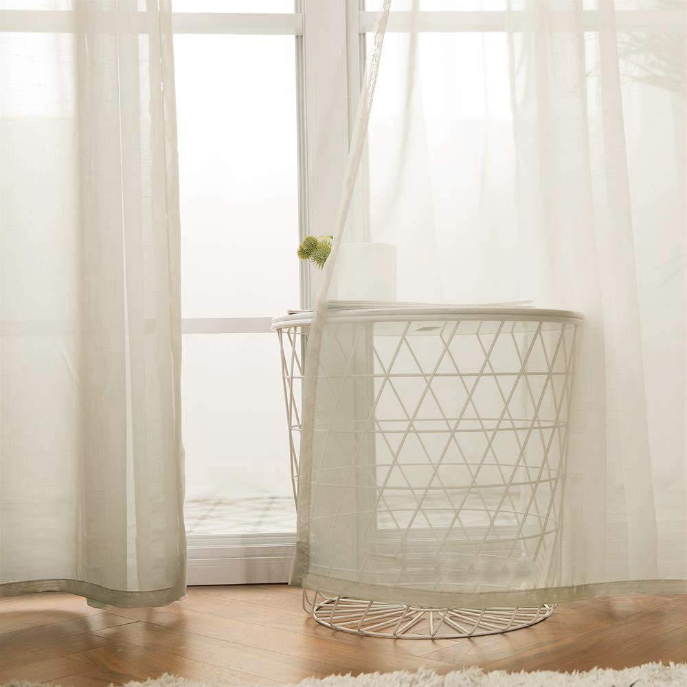 Miulee 2 Panels Solid Color Beige Sheer Curtains Elegant Grommet Window Voile Panels/Drapes/Treatment For Bedroom Living Room (54X72 Inch)