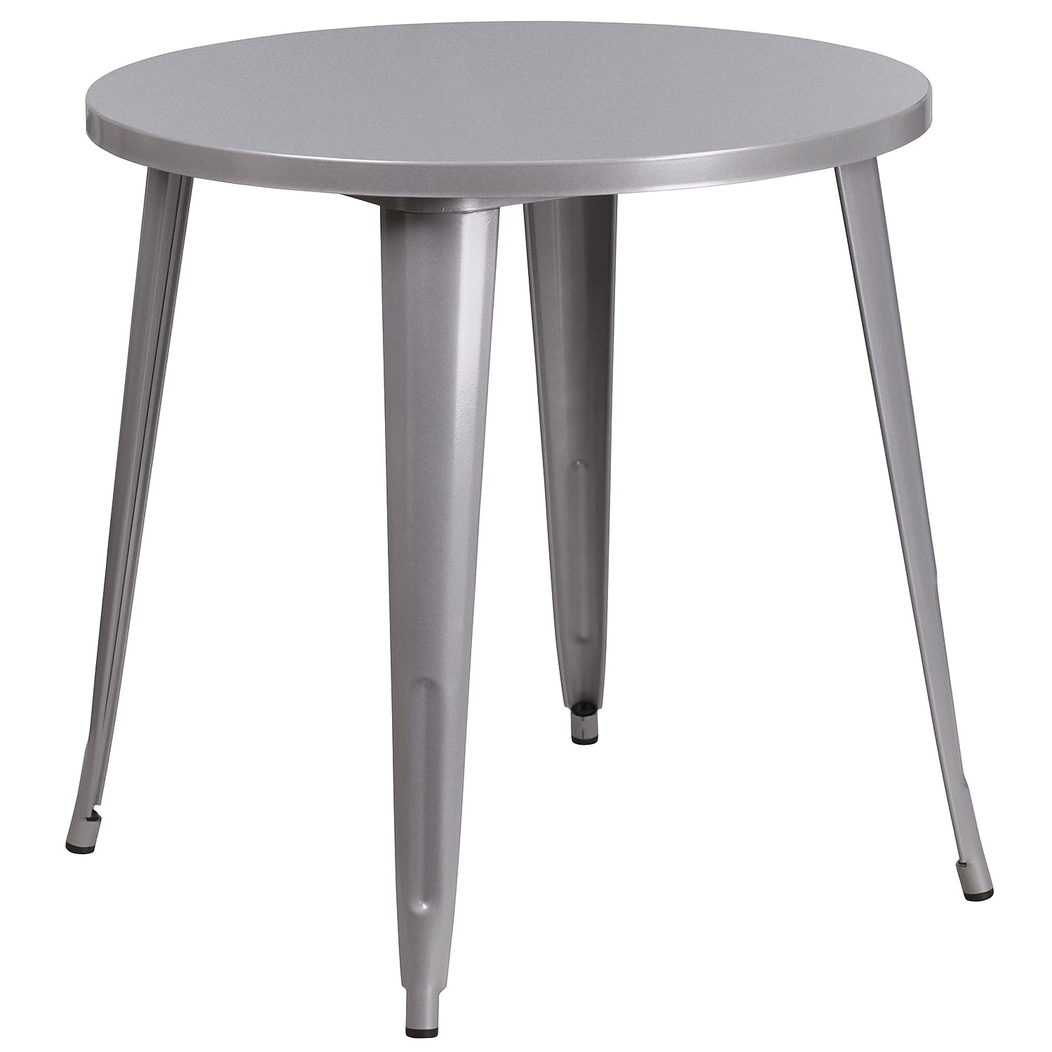 Flash Furniture Dalton Commercial Grade 30" Round Silver Metal Indoor-Outdoor Table Set with 4 Cafe Chairs