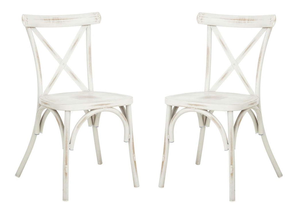 Safavieh Outdoor Collection Elia Distressed White Stackable Chair (Set Of 2)