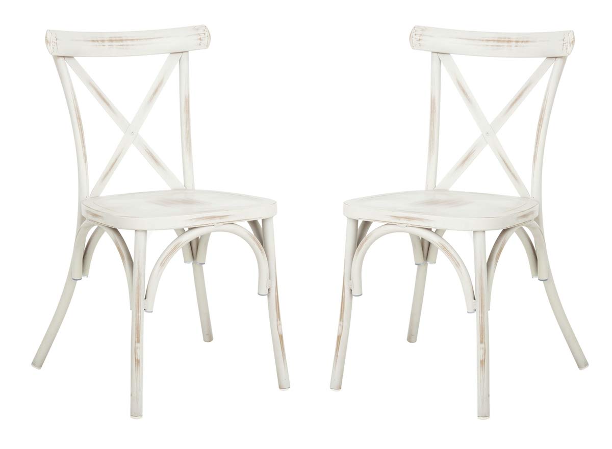 Safavieh Outdoor Collection Elia Distressed White Stackable Chair (Set Of 2)
