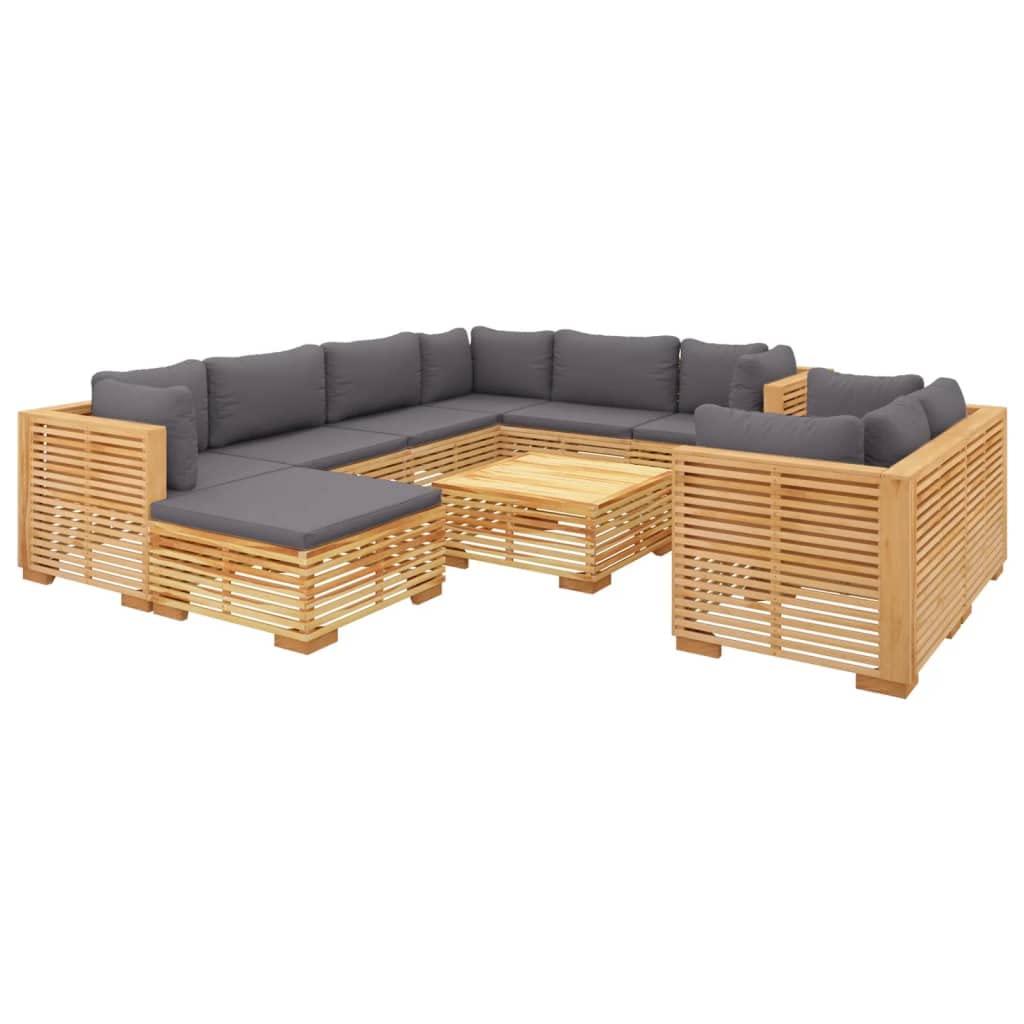 vidaXL 5-Piece Patio Lounge Set – Solid Teak Wood Garden Furniture with Cushions, Versatile Outdoor Set for Patio, Deck, Garden, Terrace