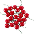baolaili 20pcs Red Artificial Cherries, Fake Fruit Decor Simulation Cherry Model Lifelike Fruit Cherry Ornament, Home Kitchen Pa
