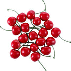 baolaili 20pcs Red Artificial Cherries, Fake Fruit Decor Simulation Cherry Model Lifelike Fruit Cherry Ornament, Home Kitchen Pa
