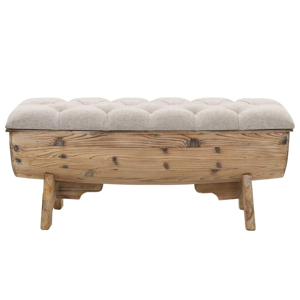 vidaXL Solid Fir Wood Storage Bench 40.6", Barrel Shaped, Multicolour Polyester Upholstery, Retro Style, Ample Storage Space, Easy Assembly, Comfortable Seat