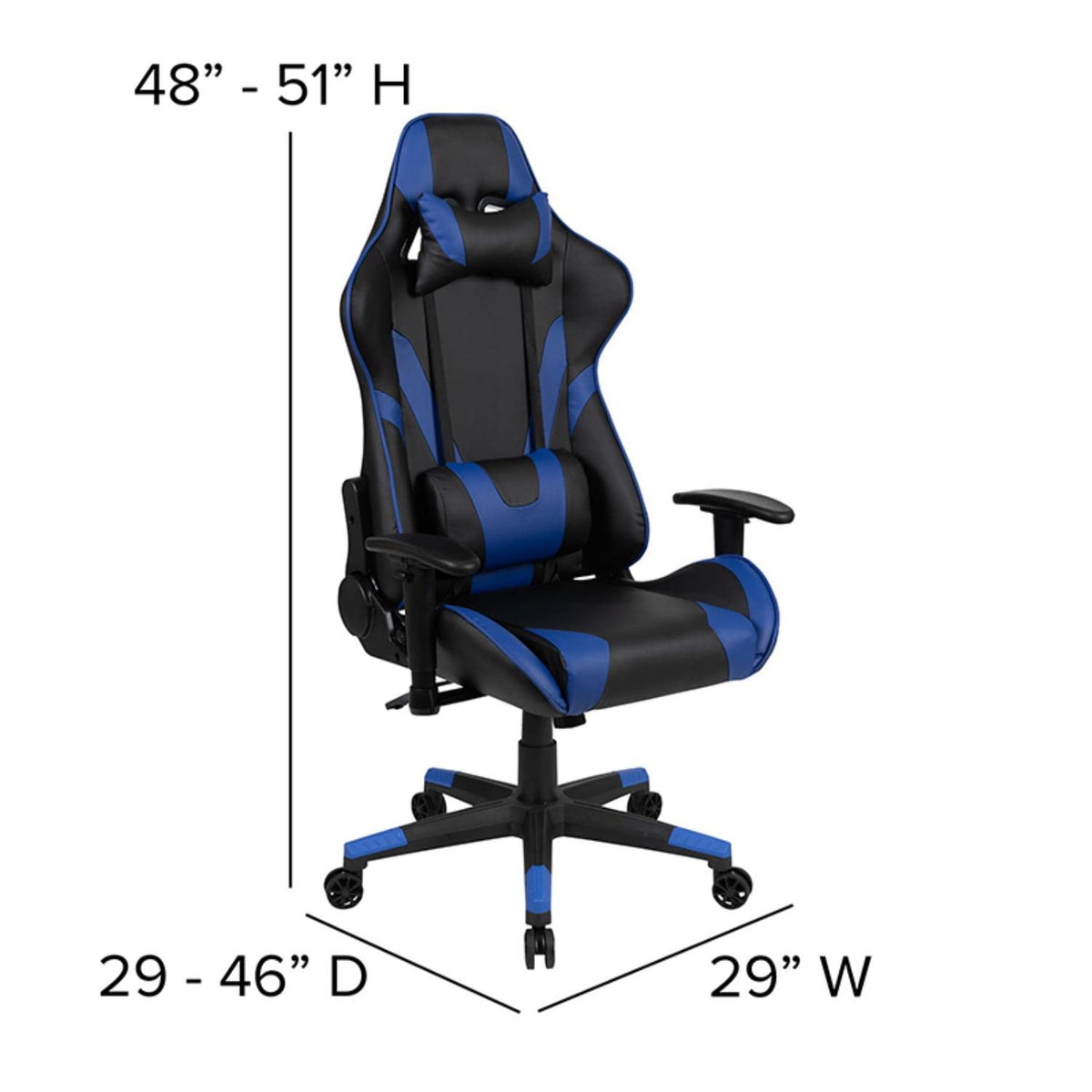 Flash Furniture Optis Black Gaming Desk And Blue Reclining Gaming Chair Set With Cup Holder, Headphone Hook, And Monitor/Smartphone Stand