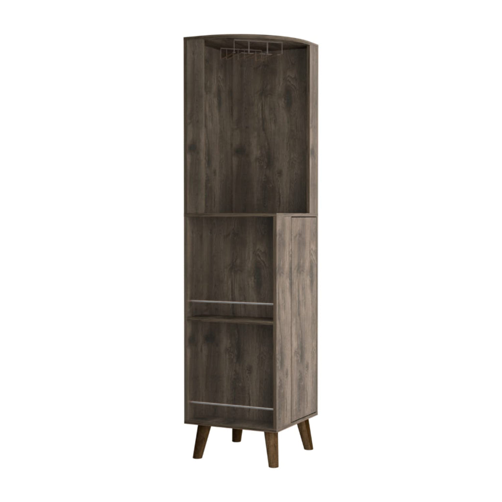 Jaipur Corner Bar Cabinet, 2 External Shelves, 1 Drawer, 2 Interior Shelves, Dark Brown