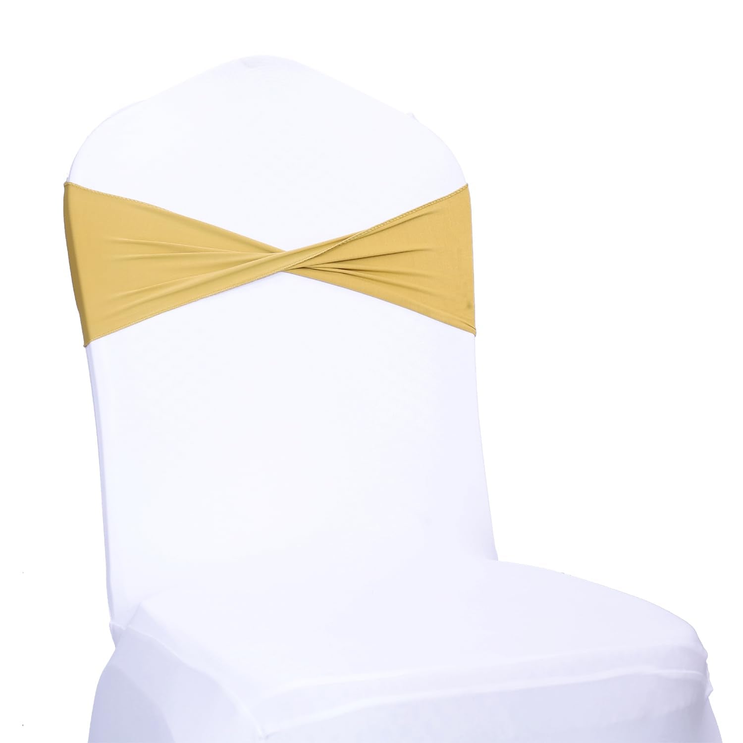 Mds Pack Of 50 Spandex Chair Sashes Bow Sash Elastic Chair Bands Ties Without Buckle For Wedding And Events Decoration Spandex Slider Sashes Bow - Gold