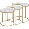 Acme Anpay 3Pc Pack Nesting Tables in Faux Marble & Gold