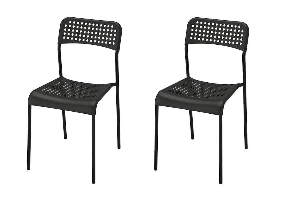 Flaming Modern Perforated Stackable Dining Chairs, Set Of 2, Black, Powdercoated Metal, For Dining Room, Office, Or Patio,Durab