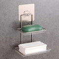 Mobhada Stainless Steel Wall Mounted Double Layer soap Dish Holder for Kitchen Bathroom (Silver)