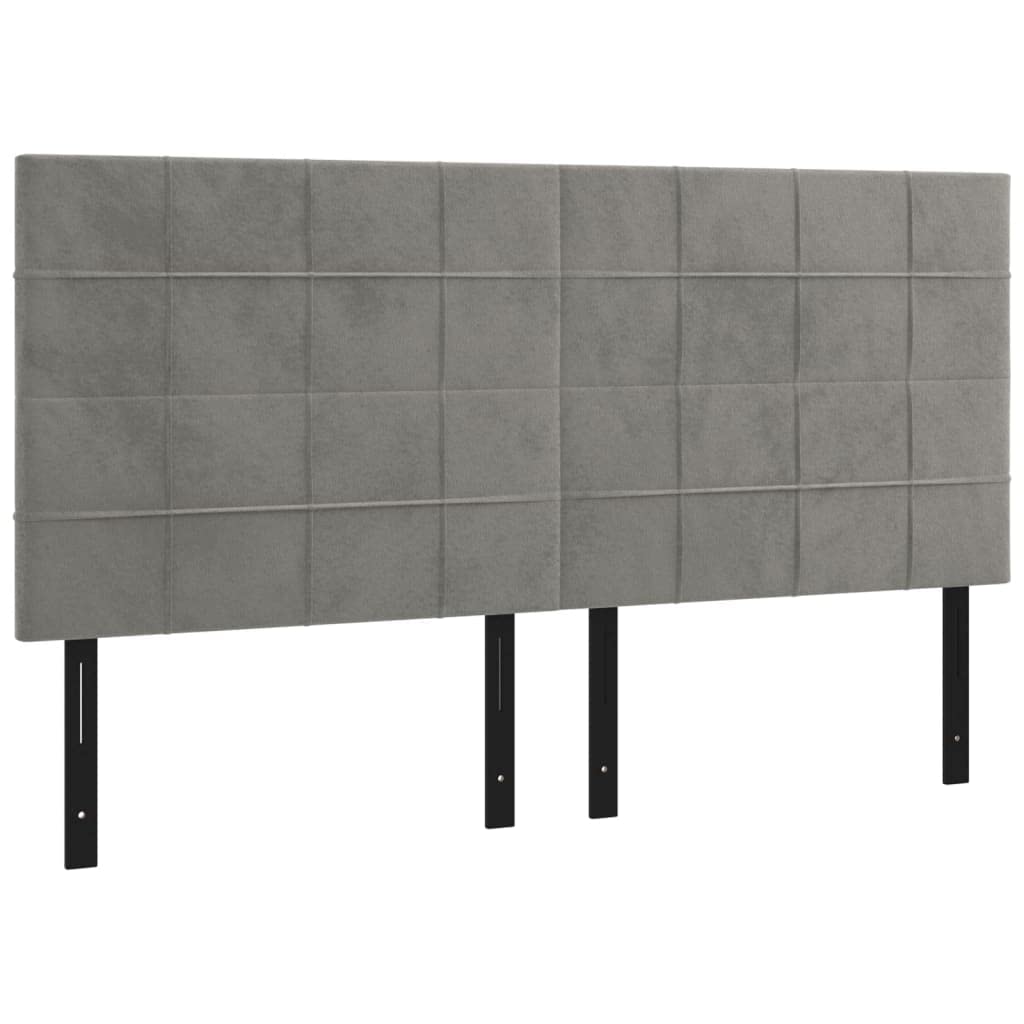 Vidaxl Headboard 4 Pcs, Upholstered Headboard For Bed Home, Bed Headboard With Wooden Leg, Bedroom Furniture, Light Gray 31.5"X2"X30.7"/34.6" Velvet