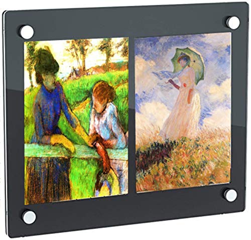6x8 Floating Acrylic Picture Frame With Chrome Standoff Double Panel Wall Mount Photo Frame for Picture Up To inches (6x8)