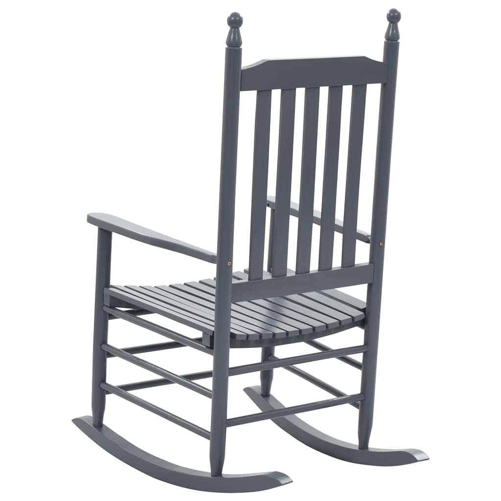 vidaXL Solid Poplar Wood Vintage-Style Rocking Chair - Comfortable Seating with Curved Seat - Gray - Easy Assembly Required