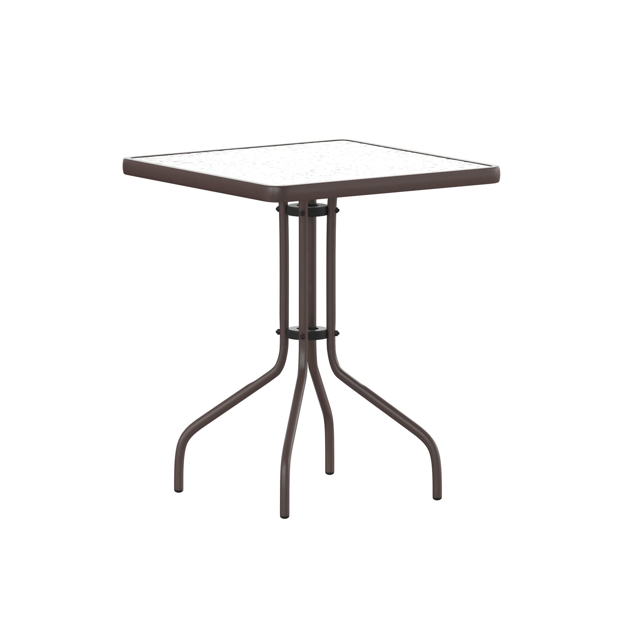 Flash Furniture Barker 23.5 Square Tempered Glass Metal Table, Bronze