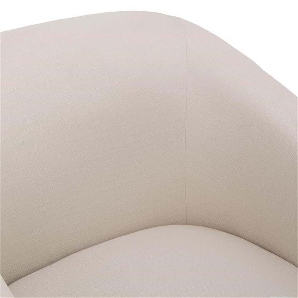 Comfort Pointe Elm Ivory Woven Polyester Fabric Skirted 360-degree Swivel Accent Chair