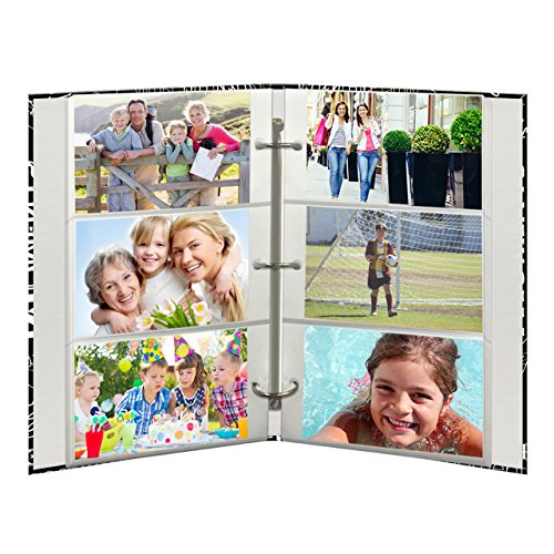 3-Ring Photo Album 300 Pockets Hold 4X6 Photos, Black & White Words Design