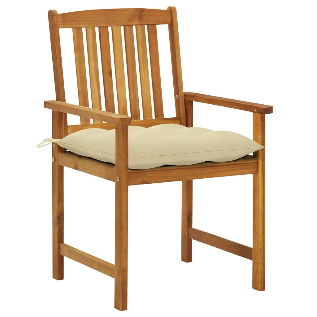 vidaXL 2X Solid Acacia Wood Patio Chairs with Cushions Garden Lounge Seating