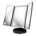 Beautyworks Backlit Makeup Vanity Mirror 36 LED Lights Touch-Screen Light Control, Tri-Fold 1/2/3X Magnification, Portable High-