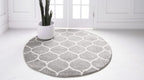 Unique Loom Trellis Frieze Collection Area Rug - Rounded (3' Round, Light Gray/ Ivory)