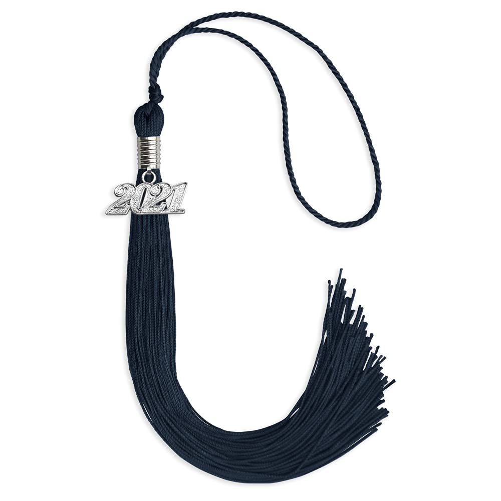 Endea Graduation Single Color Tassel with Silver Date Drop (Navy Blue, 2021)