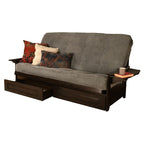 Kodiak Furniture Phoenix Queen Espresso Wood Storage Futon-Thunder Gray Mattress
