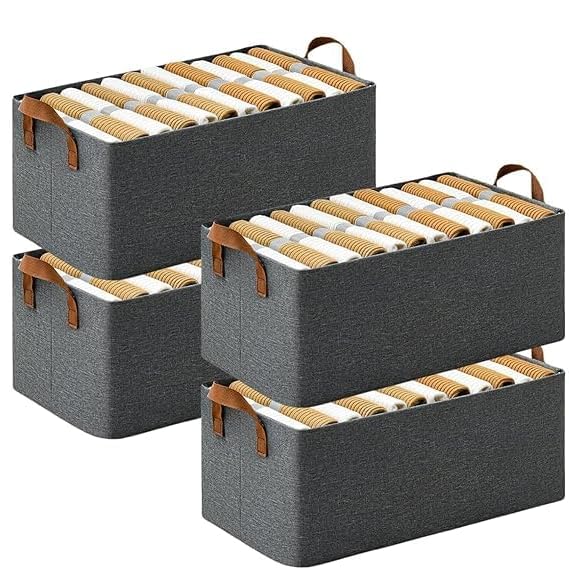 HELLYZ Closet Organizers and Storage Boxes  Collapsible Wardrobe Clothes Organizer Bins for Clothing, Jeans, Toys & Books (Pack