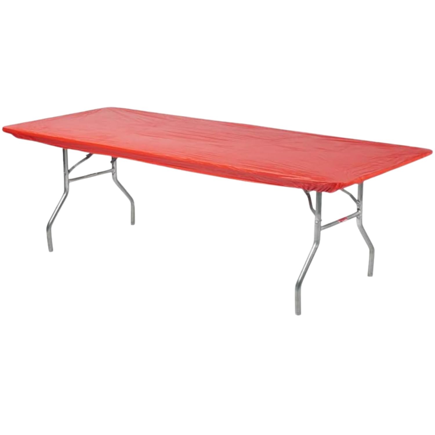 Kwik-Covers 8' Rectangle Plastic Table Covers 30' X 96', Bundle Of 5 (Real Red)