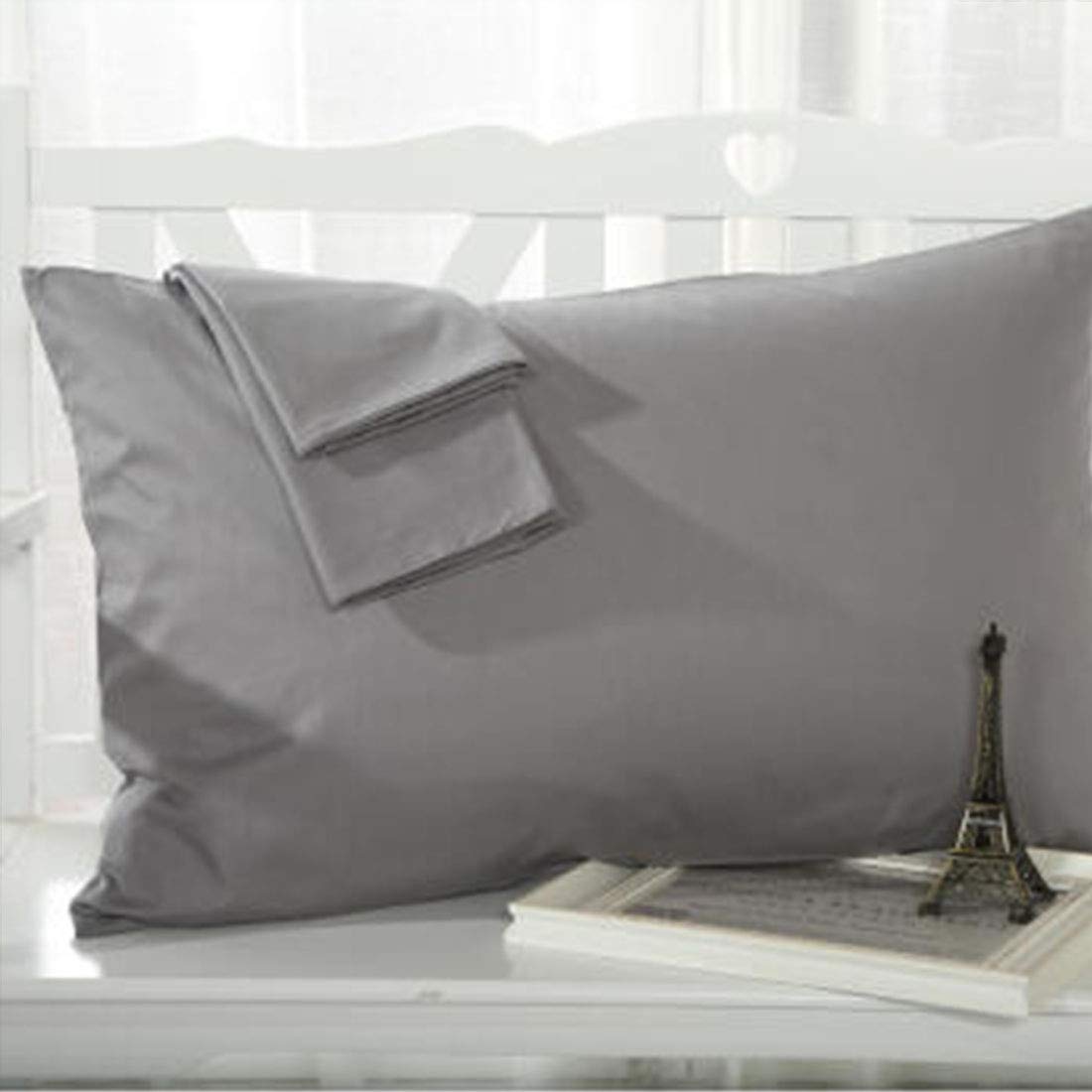 Premium Grey Pillowcases 6 Pack, King Size, Soft Brushed 1800 Thread Count Microfiber, Allergies Free, Wrinkle Resistant, Tailor