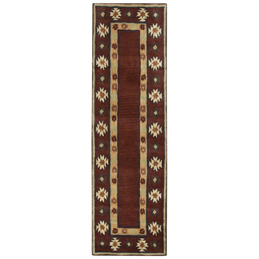 Rizzy Home Alora Decor Ryder 2'6" X 10' Tribal Burgundy/Tan/Rust/Navy/Sage Hand-Tufted Rug