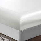 Treely 6 Piece Satin Sheets King Size Silky Smooth Ivory White Satin Sheet Set With Deep Pocket, Satin Fitted Sheet, Flat Sheet,