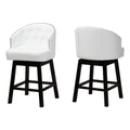 Baxton Studio Theron Mid-Century Transitional White Faux Leather And Espresso Brown Finished Wood 2-Piece Swivel Counter Stool Set