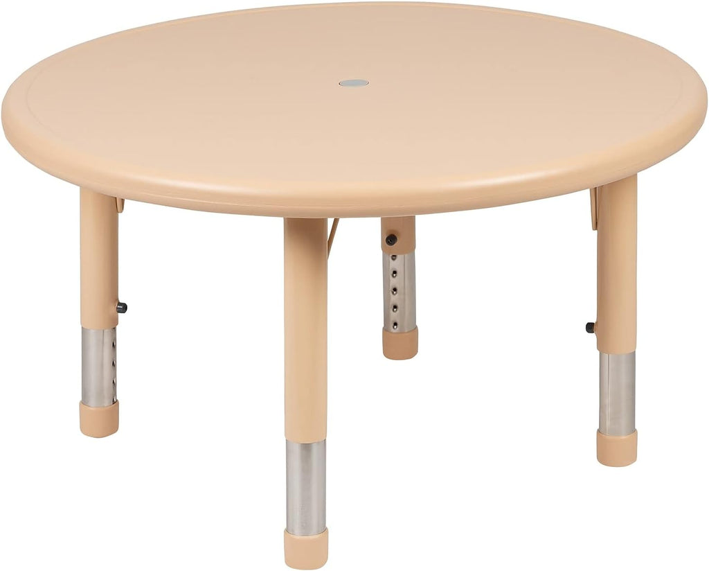 33 Round Natural Plastic Height Adjustable Activity Table Set with 4 Chairs