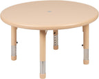 33 Round Natural Plastic Height Adjustable Activity Table Set with 4 Chairs