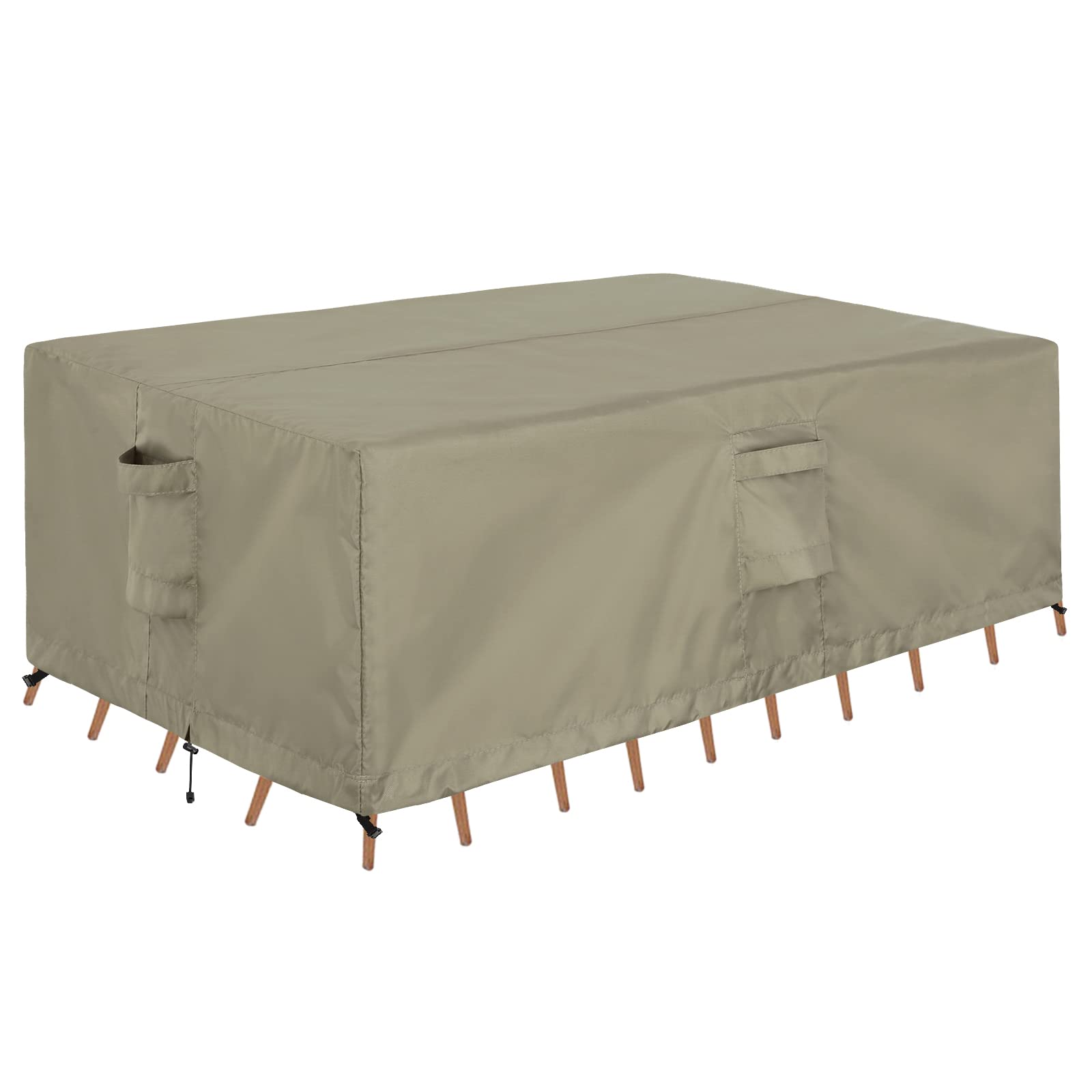 Outdoorlines Outdoor Waterproof Patio Table Furniture Set Covers - Rectangle Couch Sectional Cover Outside Weatherproof Patio Furniture Covering For Deck, Lawn And Backyard 110'L X 84'W X 28'H, Camel