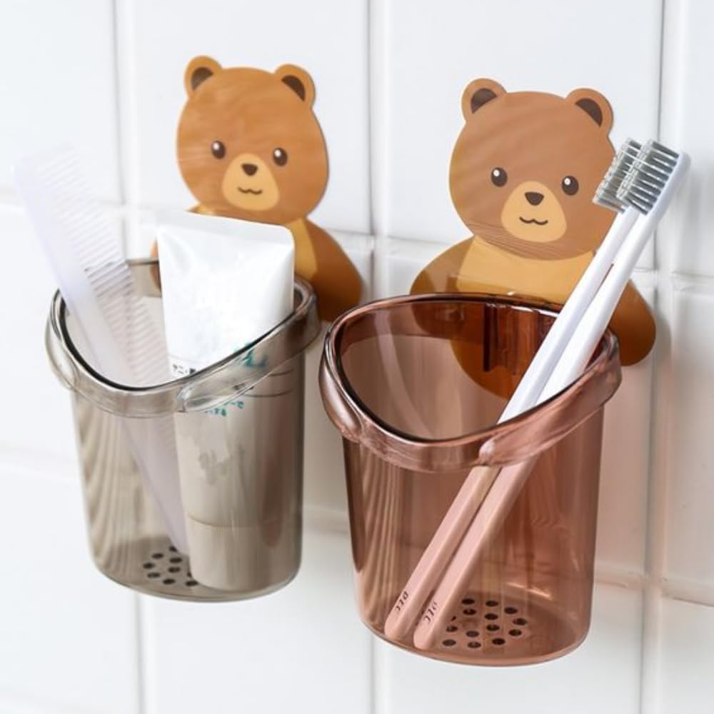 Feinerman 2 Pcs Multipurpose WallMounted Toothbrush Holder for Bathroom  SelfAdhesive Plastic Stand for Toothbrush, Toothpast