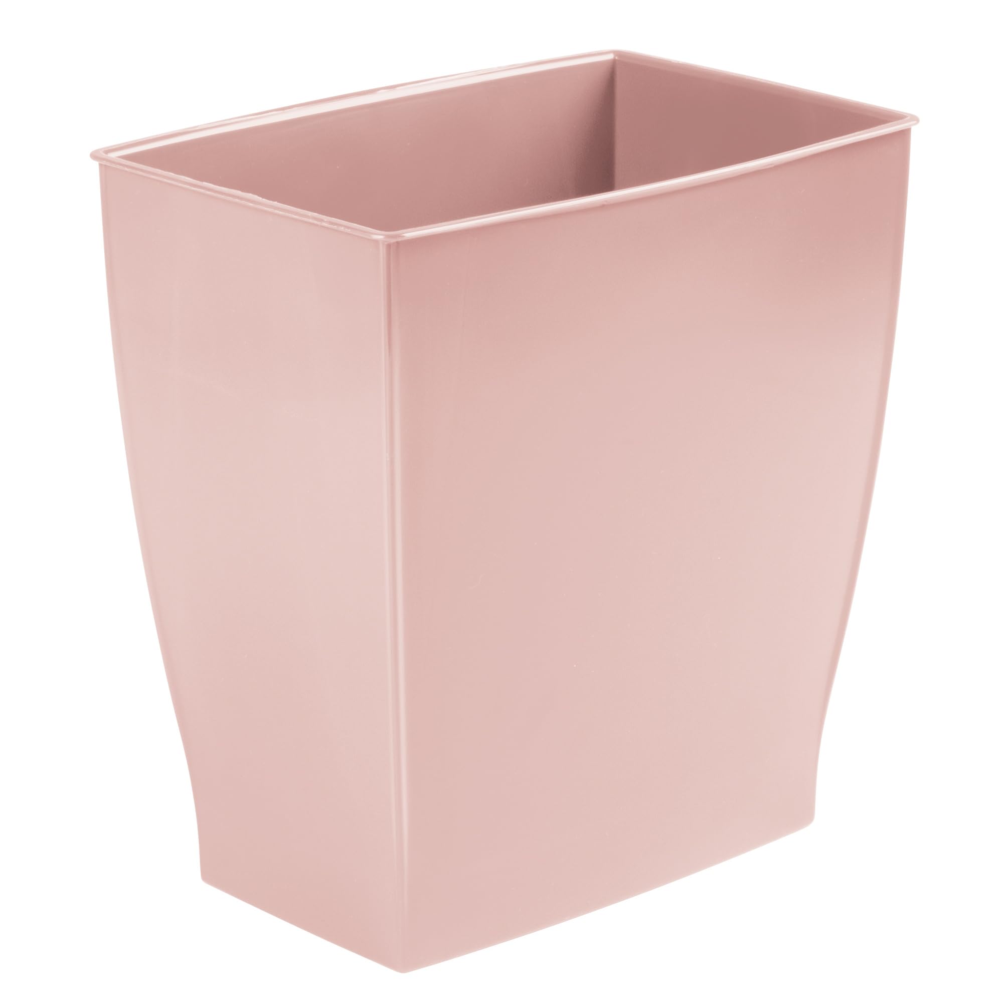 iDesign Small Plastic Bathroom Trash Can, Slim Rectangle Garbage Bin for Bedroom, Office, Dorm, Pink