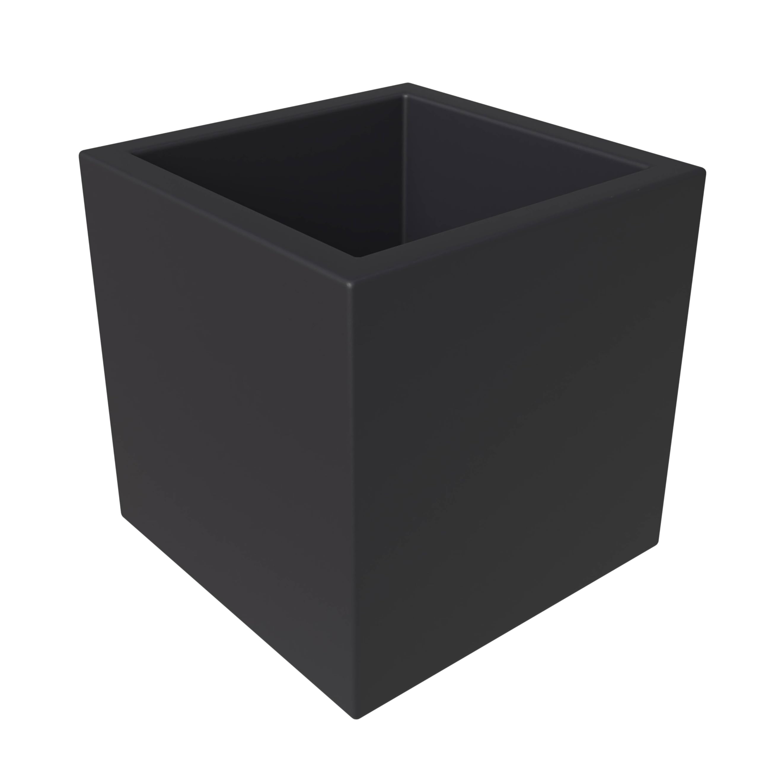 Fern Series Poly Stone Planter 15 Cube in Black