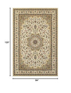 HomeRoots Polypropylene 7' x 10' Ivory Beige Machine Woven Oriental Indoor Area Rug