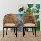 Kosas Home Owen 19" Transitional Rattan Abaca and Mahogany Side Chair in Brown