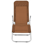 vidaXL 2X Folding Sun Loungers Patio Garden Outdoor Terrace Beach Reclining Chair Sun Day Lounge Camping Bed Sunlounger Textilene Taupe