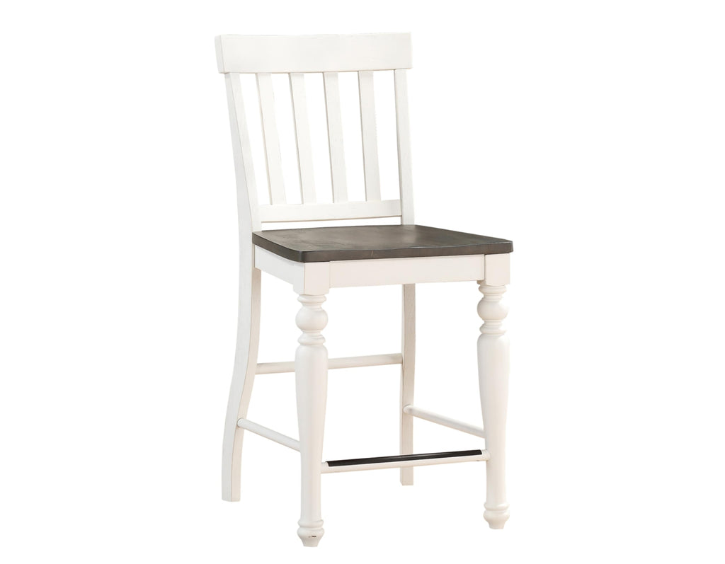 Steve Silver Co Joanna Two Tone Counter Farmhouse Chair, 24-Inch Seat Height, Schoolhouse Style, Dining Room, Kitchen, Acacia Veneers, Counter Height, 23.5" D x 20" W x 42" H, White/Ivory, Brown