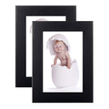 PAZLOG 2 Pack 3.5X5 Black Picture Frames Made of Solid Wood and High Definition for Wall Decor or Table Stand Top Black Picture 