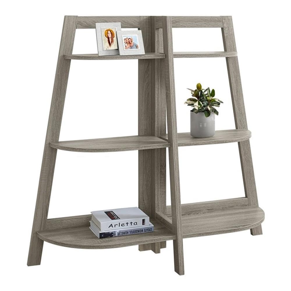 Monarch Specialties Dark Accent Etagere Bookcase, 48 Inch , Taupe